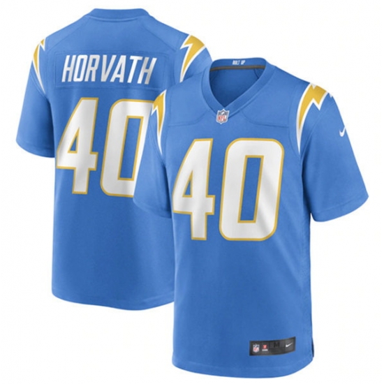 Men's Los Angeles Chargers #40 Zander Horvath 2022 Blue Stitched Football Game Jersey Men's Los Angeles Chargers #40 Zander Horvath 2022 Blue Stitched Football Game Jersey