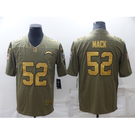 Men's Los Angeles Chargers #52 Khalil Mack Olive Gold Salute To Service Limited Stitched Jersey Men's Los Angeles Chargers #52 Khalil Mack Olive Gold Salute To Service Limited Stitched Jersey