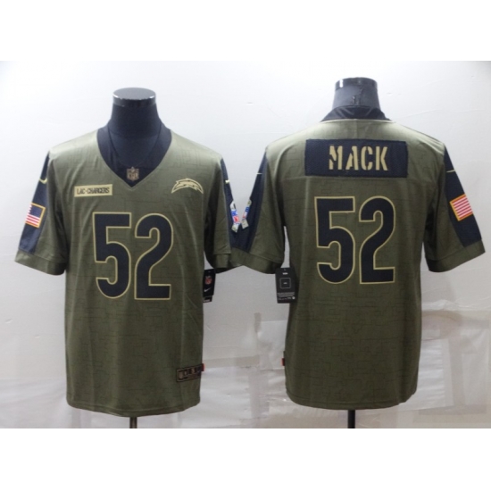 Men's Los Angeles Chargers #52 Khalil Mack Olive Salute To Service Limited Stitched Jersey Men's Los Angeles Chargers #52 Khalil Mack Olive Salute To Service Limited Stitched Jersey