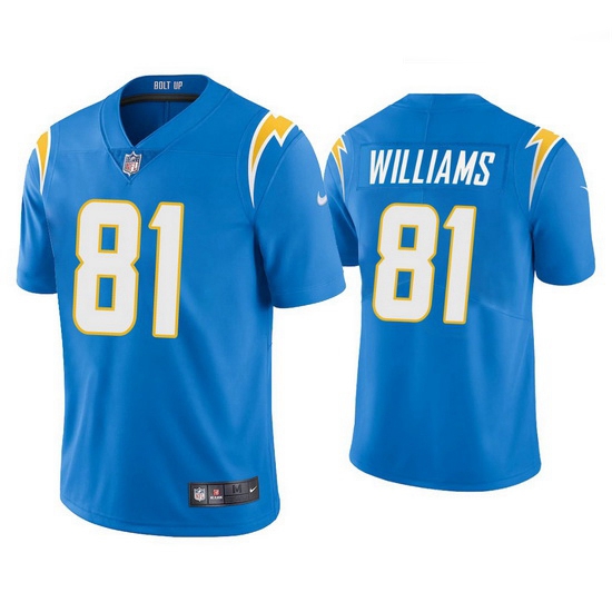 Men's Los Angeles Chargers #81 Mike Williams 2020 Light Blue Vapor Untouchable Limited Stitched Jersey Men's Los Angeles Chargers #81 Mike Williams 2020 Light Blue Vapor Untouchable Limited Stitched Jersey