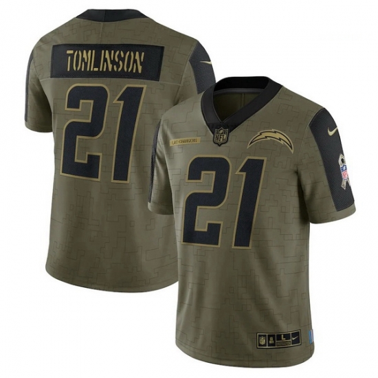 Men's Los Angeles Chargers LaDainian Tomlinson Nike Olive 2021 Salute To Service Retired Player Limited Jersey Men's Los Angeles Chargers LaDainian Tomlinson Nike Olive 2021 Salute To Service Retired Player Limited Jersey
