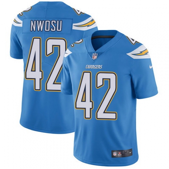 Nike Chargers #42 Uchenna Nwosu Electric Blue Alternate Mens Stitched NFL Vapor Untouchable Limited Jersey Nike Chargers #42 Uchenna Nwosu Electric Blue Alternate Mens Stitched NFL Vapor Untouchable Limited Jersey