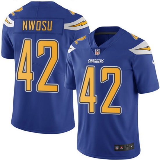 Nike Chargers #42 Uchenna Nwosu Electric Blue Mens Stitched NFL Limited Rush Jersey Nike Chargers #42 Uchenna Nwosu Electric Blue Mens Stitched NFL Limited Rush Jersey