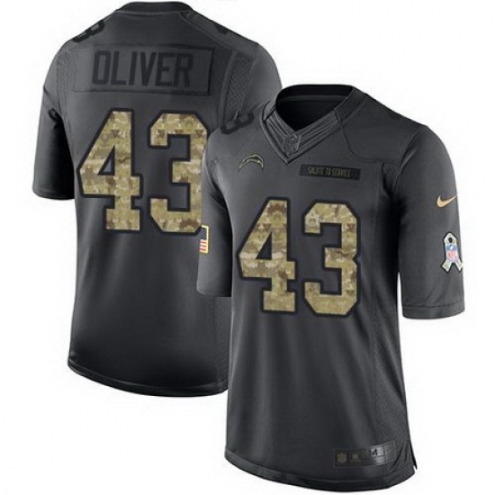Nike Chargers #43 Branden Oliver Black Mens Stitched NFL Limited 2016 Salute to Service Jersey Nike Chargers #43 Branden Oliver Black Mens Stitched NFL Limited 2016 Salute to Service Jersey