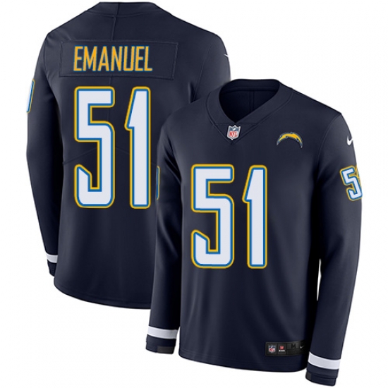 Nike Chargers #51 Kyle Emanuel Navy Blue Team Color Men Stitched NFL Limited Therma Long Sleeve Jersey Nike Chargers #51 Kyle Emanuel Navy Blue Team Color Men Stitched NFL Limited Therma Long Sleeve Jersey
