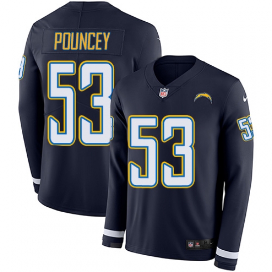 Nike Chargers #53 Mike Pouncey Navy Blue Team Color Men Stitched NFL Limited Therma Long Sleeve Jersey Nike Chargers #53 Mike Pouncey Navy Blue Team Color Men Stitched NFL Limited Therma Long Sleeve Jersey