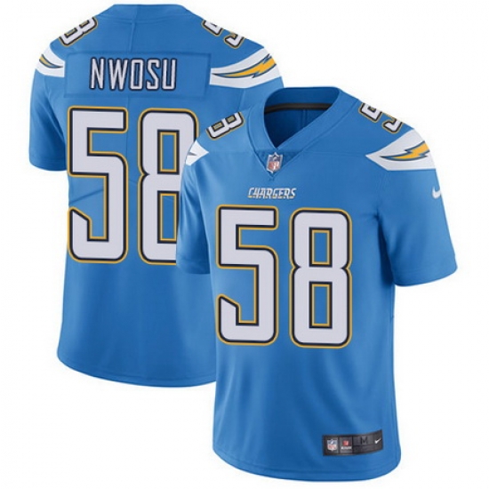Nike Chargers #58 Uchenna Nwosu Electric Blue Alternate Mens Stitched NFL Vapor Untouchable Limited Jersey Nike Chargers #58 Uchenna Nwosu Electric Blue Alternate Mens Stitched NFL Vapor Untouchable Limited Jersey