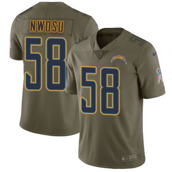 Nike Chargers #58 Uchenna Nwosu Olive Mens Stitched NFL Limited 2017 Salute To Service Jersey Nike Chargers #58 Uchenna Nwosu Olive Mens Stitched NFL Limited 2017 Salute To Service Jersey