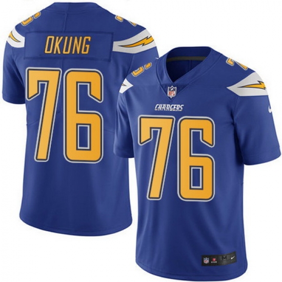 Nike Chargers #76 Russell Okung Electric Blue Mens Stitched NFL Limited Rush Jersey Nike Chargers #76 Russell Okung Electric Blue Mens Stitched NFL Limited Rush Jersey