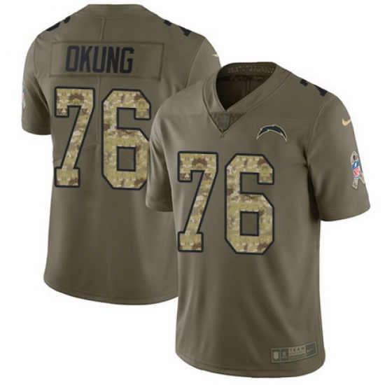Nike Chargers #76 Russell Okung Olive Camo Mens Stitched NFL Limited 2017 Salute To Service Jersey Nike Chargers #76 Russell Okung Olive Camo Mens Stitched NFL Limited 2017 Salute To Service Jersey