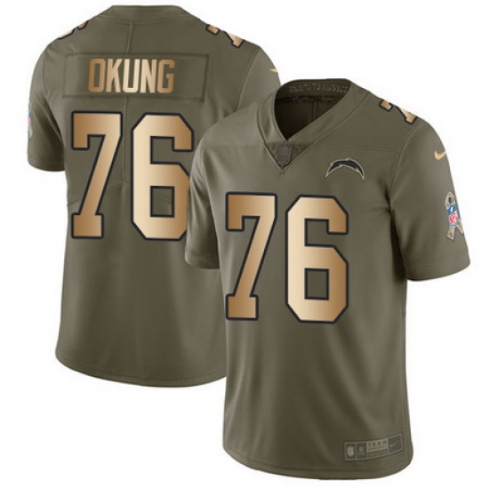 Nike Chargers #76 Russell Okung Olive Gold Mens Stitched NFL Limited 2017 Salute To Service Jersey Nike Chargers #76 Russell Okung Olive Gold Mens Stitched NFL Limited 2017 Salute To Service Jersey