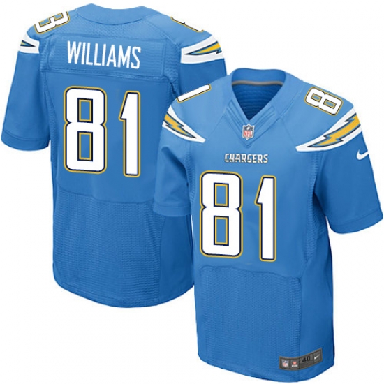 Nike Chargers #81 Mike Williams Electric Blue Alternate Mens Stitched NFL New Elite Jersey Nike Chargers #81 Mike Williams Electric Blue Alternate Mens Stitched NFL New Elite Jersey