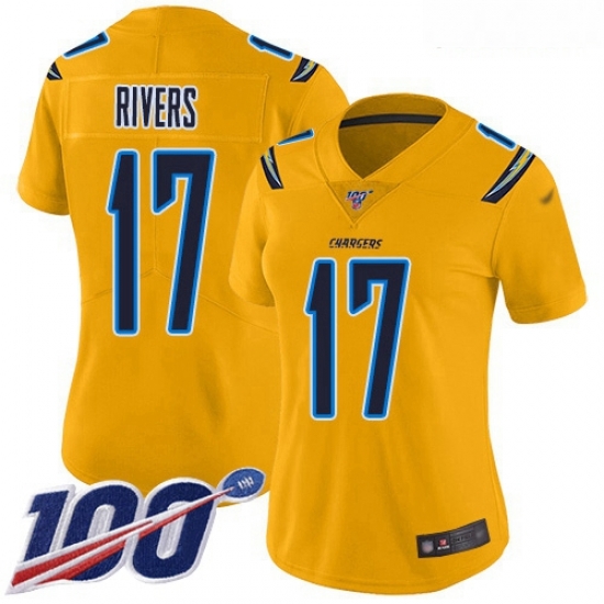 Chargers #17 Philip Rivers Gold Women Stitched Football Limited Inverted Legend 100th Season Jersey Chargers #17 Philip Rivers Gold Women Stitched Football Limited Inverted Legend 100th Season Jersey