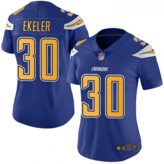 Chargers #30 Austin Ekeler Electric Blue Women Stitched Football Limited Rush Jersey Chargers #30 Austin Ekeler Electric Blue Women Stitched Football Limited Rush Jersey