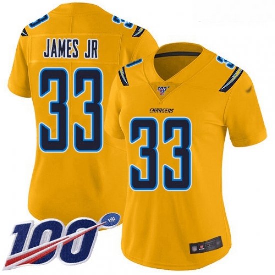 Chargers #33 Derwin James Jr Gold Women Stitched Football Limited Inverted Legend 100th Season Jersey Chargers #33 Derwin James Jr Gold Women Stitched Football Limited Inverted Legend 100th Season Jersey