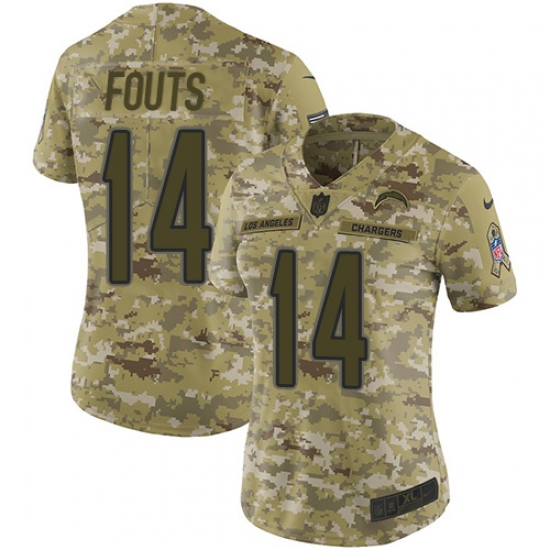 Nike Chargers #14 Dan Fouts Camo Women Stitched NFL Limited 2018 Salute to Service Jersey Nike Chargers #14 Dan Fouts Camo Women Stitched NFL Limited 2018 Salute to Service Jersey