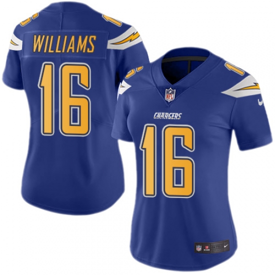 Nike Chargers #16 Tyrell Williams Electric Blue Womens Stitched NFL Limited Rush Jersey Nike Chargers #16 Tyrell Williams Electric Blue Womens Stitched NFL Limited Rush Jersey
