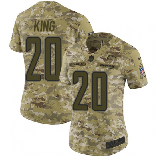 Nike Chargers #20 Desmond King Camo Women Stitched NFL Limited 2018 Salute to Service Jersey Nike Chargers #20 Desmond King Camo Women Stitched NFL Limited 2018 Salute to Service Jersey
