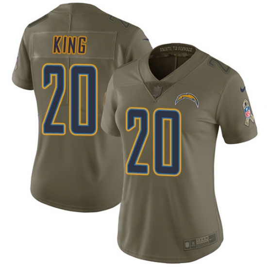 Nike Chargers #20 Desmond King Olive Womens Stitched NFL Limited 2017 Salute to Service Jersey Nike Chargers #20 Desmond King Olive Womens Stitched NFL Limited 2017 Salute to Service Jersey