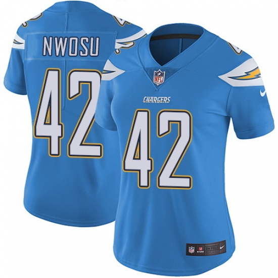 Nike Chargers #42 Uchenna Nwosu Electric Blue Alternate Womens Stitched NFL Vapor Untouchable Limited Jersey Nike Chargers #42 Uchenna Nwosu Electric Blue Alternate Womens Stitched NFL Vapor Untouchable Limited Jersey