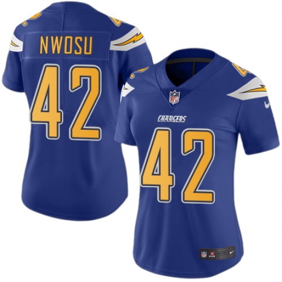 Nike Chargers #42 Uchenna Nwosu Electric Blue Womens Stitched NFL Limited Rush Jersey Nike Chargers #42 Uchenna Nwosu Electric Blue Womens Stitched NFL Limited Rush Jersey