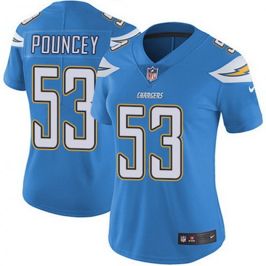 Nike Chargers 53 Mike Pouncey Electric Blue Alternate Womens Stitched NFL Vapor Untouchable Limited Jersey Nike Chargers 53 Mike Pouncey Electric Blue Alternate Womens Stitched NFL Vapor Untouchable Limited Jersey