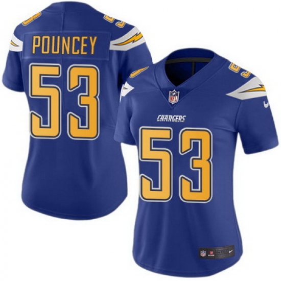 Nike Chargers 53 Mike Pouncey Electric Blue Womens Stitched NFL Limited Rush Jersey Nike Chargers 53 Mike Pouncey Electric Blue Womens Stitched NFL Limited Rush Jersey