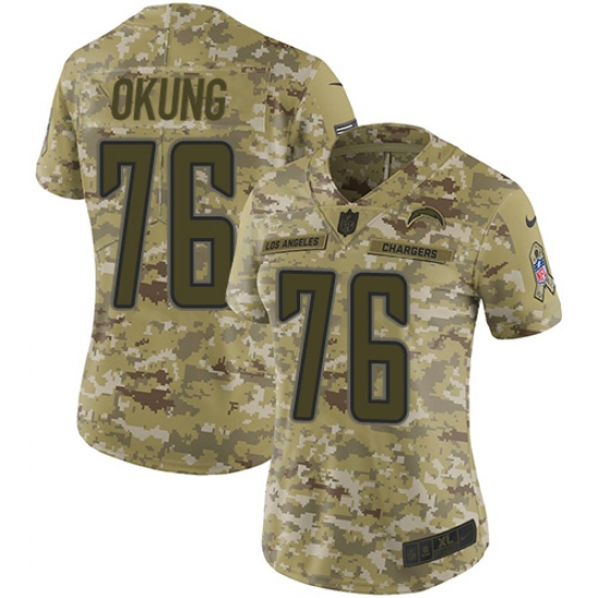 Nike Chargers #76 Russell Okung Camo Women Stitched NFL Limited 2018 Salute to Service Jersey Nike Chargers #76 Russell Okung Camo Women Stitched NFL Limited 2018 Salute to Service Jersey