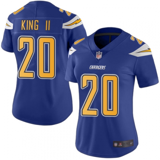 Women Chargers 20 Desmond King II Electric Blue Stitched Football Limited Rush Jersey Women Chargers 20 Desmond King II Electric Blue Stitched Football Limited Rush Jersey