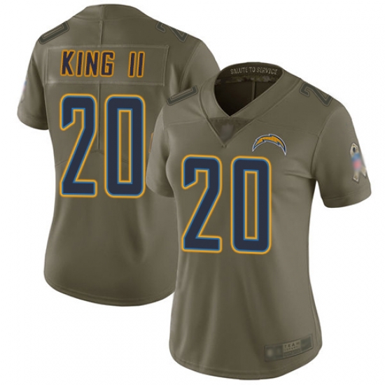Women Chargers 20 Desmond King II Olive Stitched Football Limited 2017 Salute to Service Jersey Women Chargers 20 Desmond King II Olive Stitched Football Limited 2017 Salute to Service Jersey