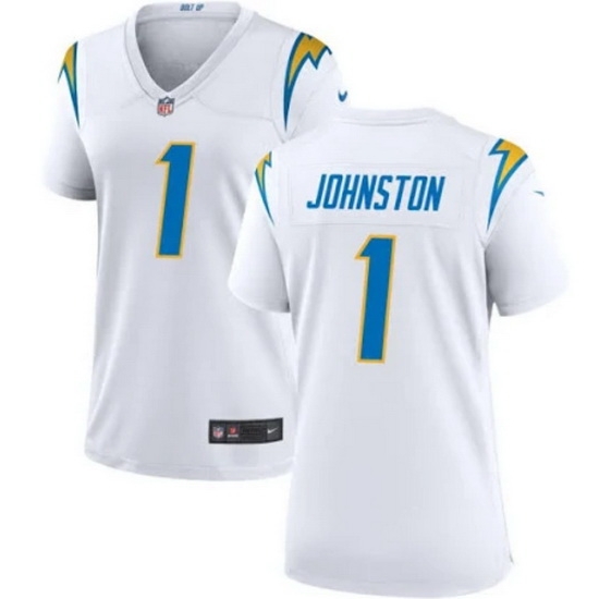 Women Los Angeles Chargers 1 Quentin Johnston White Stitched Game Jersey Women Los Angeles Chargers 1 Quentin Johnston White Stitched Game Jersey