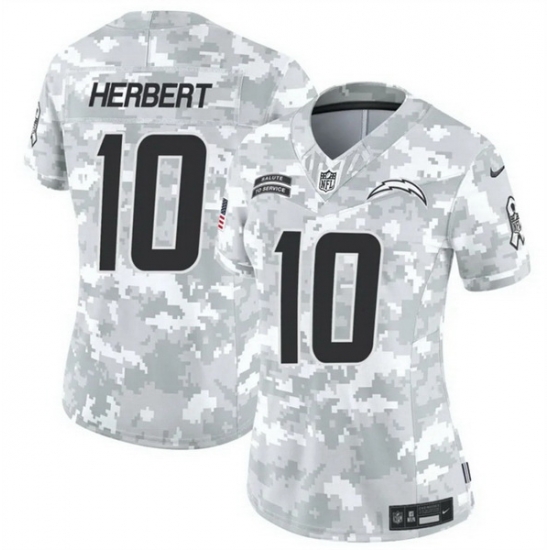 Women Los Angeles Chargers 10 Justin Herbert 2024 F U S E Arctic Camo Salute To Service Limited Stitched Football Jersey Women Los Angeles Chargers 10 Justin Herbert 2024 F U S E Arctic Camo Salute To Service Limited Stitched Football Jersey