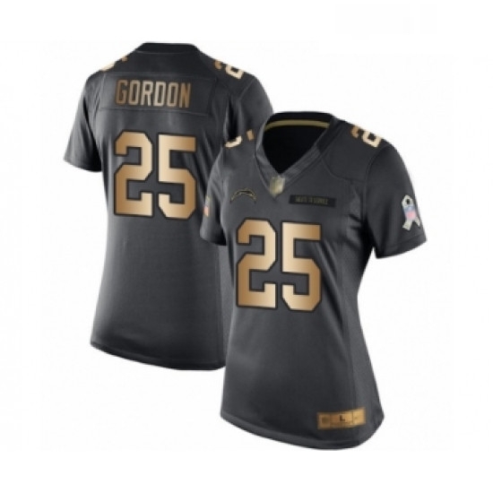 Womens Los Angeles Chargers 25 Melvin Gordon Limited Black Gold Salute to Service Football Jersey Womens Los Angeles Chargers 25 Melvin Gordon Limited Black Gold Salute to Service Football Jersey