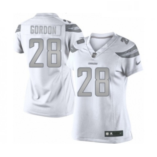 Womens Los Angeles Chargers 25 Melvin Gordon Limited White Platinum Football Jersey Womens Los Angeles Chargers 25 Melvin Gordon Limited White Platinum Football Jersey