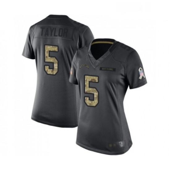 Womens Los Angeles Chargers 5 Tyrod Taylor Limited Black 2016 Salute to Service Football Jersey Womens Los Angeles Chargers 5 Tyrod Taylor Limited Black 2016 Salute to Service Football Jersey