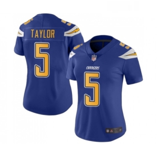 Womens Los Angeles Chargers 5 Tyrod Taylor Limited Electric Blue Rush Vapor Untouchable Football Jersey Womens Los Angeles Chargers 5 Tyrod Taylor Limited Electric Blue Rush Vapor Untouchable Football Jersey