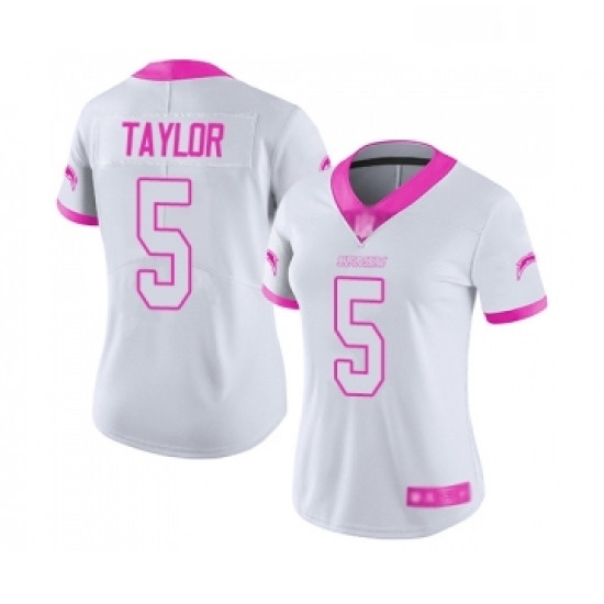 Womens Los Angeles Chargers 5 Tyrod Taylor Limited White Pink Rush Fashion Football Jersey Womens Los Angeles Chargers 5 Tyrod Taylor Limited White Pink Rush Fashion Football Jersey