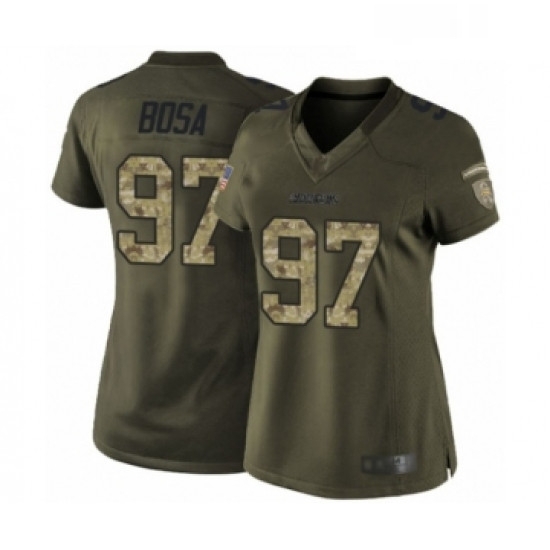 Womens Los Angeles Chargers 97 Joey Bosa Elite Green Salute to Service Football Jersey Womens Los Angeles Chargers 97 Joey Bosa Elite Green Salute to Service Football Jersey