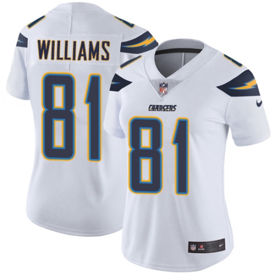 Womens Nike Chargers #81 Mike Williams White Stitched NFL Vapor Untouchable Limited Jersey Womens Nike Chargers #81 Mike Williams White Stitched NFL Vapor Untouchable Limited Jersey