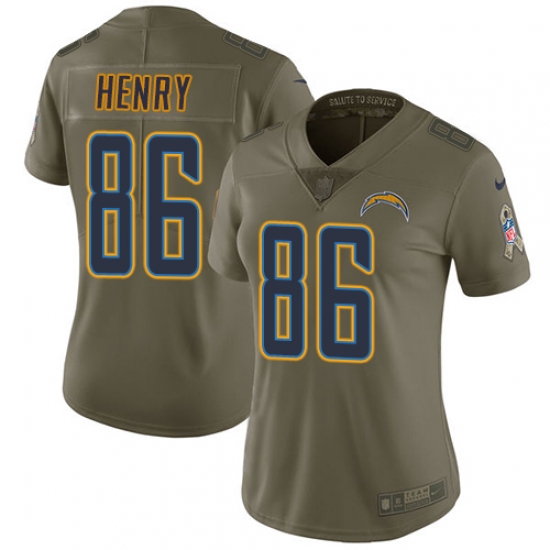 Womens Nike Chargers #86 Hunter Henry Olive Stitched NFL Limited 2017 Salute to Service Jersey Womens Nike Chargers #86 Hunter Henry Olive Stitched NFL Limited 2017 Salute to Service Jersey