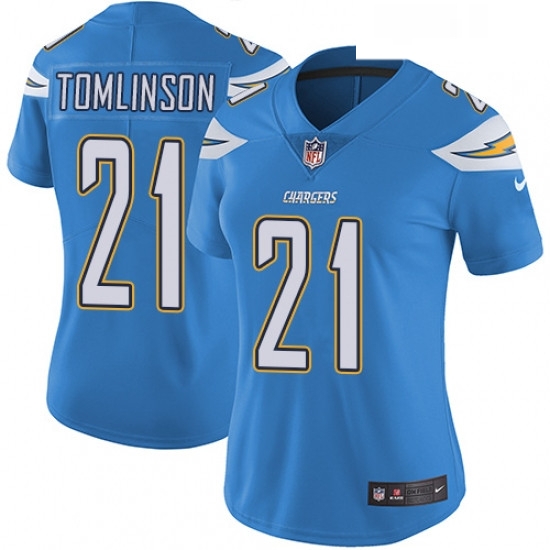 Womens Nike Los Angeles Chargers 21 LaDainian Tomlinson Electric Blue Alternate Vapor Untouchable Limited Player NFL Jersey Womens Nike Los Angeles Chargers 21 LaDainian Tomlinson Electric Blue Alternate Vapor Untouchable Limited Player NFL Jersey
