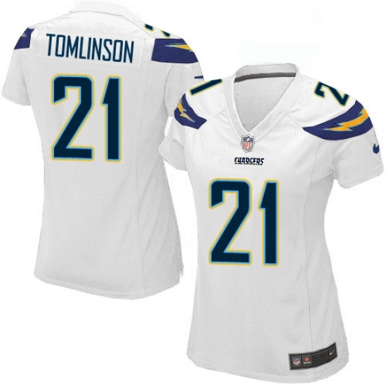 Womens Nike Los Angeles Chargers 21 LaDainian Tomlinson Game White NFL Jersey Womens Nike Los Angeles Chargers 21 LaDainian Tomlinson Game White NFL Jersey