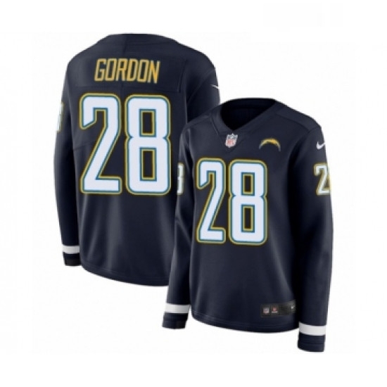 Womens Nike Los Angeles Chargers 28 Melvin Gordon Limited Navy Blue Therma Long Sleeve NFL Jersey Womens Nike Los Angeles Chargers 28 Melvin Gordon Limited Navy Blue Therma Long Sleeve NFL Jersey