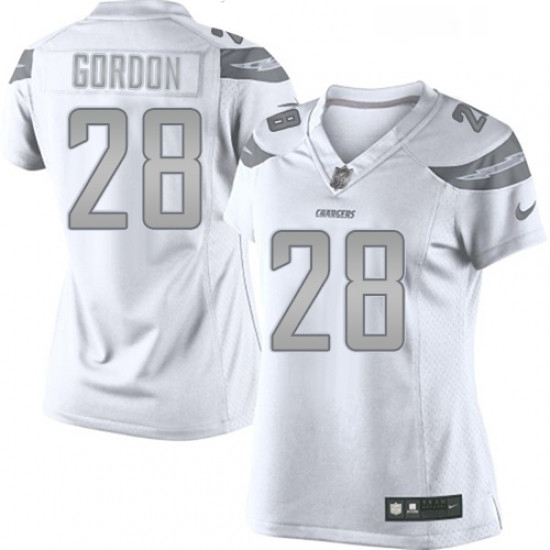 Womens Nike Los Angeles Chargers 28 Melvin Gordon Limited White Platinum NFL Jersey Womens Nike Los Angeles Chargers 28 Melvin Gordon Limited White Platinum NFL Jersey