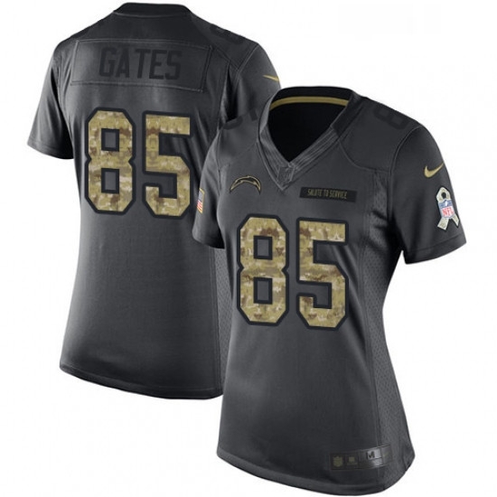 Womens Nike Los Angeles Chargers 85 Antonio Gates Limited Black 2016 Salute to Service NFL Jersey Womens Nike Los Angeles Chargers 85 Antonio Gates Limited Black 2016 Salute to Service NFL Jersey