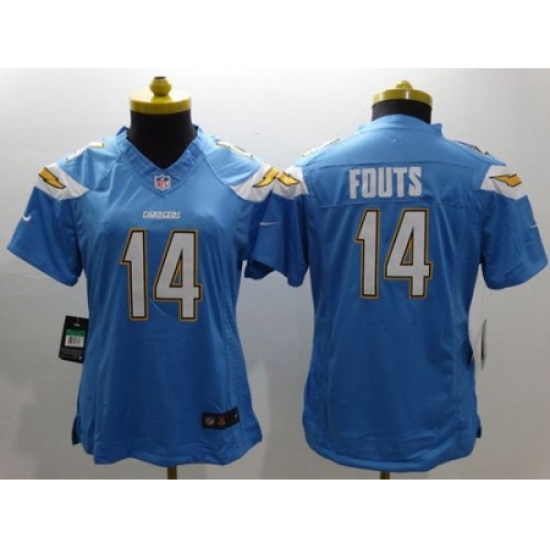 Womens Nike San Diego Chargers #14 Dan Fouts Electric Blue Alternate Stitched NFL Limited Jersey Womens Nike San Diego Chargers #14 Dan Fouts Electric Blue Alternate Stitched NFL Limited Jersey