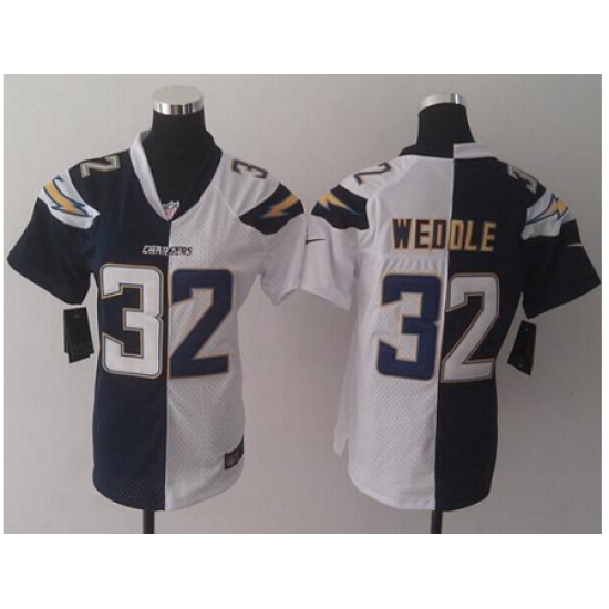 Women's Nike San Diego Chargers #32 Eric Weddle Navy Blue White Stitched NFL Elite Split Jersey Women's Nike San Diego Chargers #32 Eric Weddle Navy Blue White Stitched NFL Elite Split Jersey