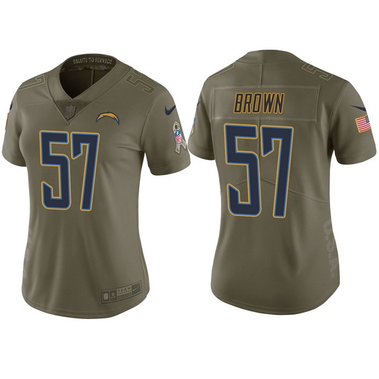 womens chargers jatavis brown olive 2017 salute to service jersey womens chargers jatavis brown olive 2017 salute to service jersey