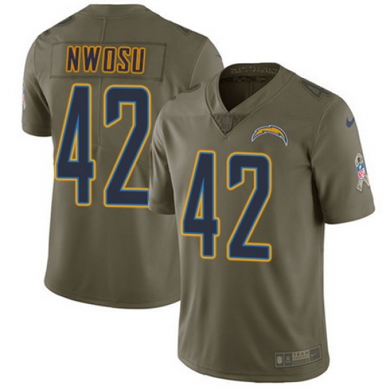 Nike Chargers #42 Uchenna Nwosu Olive Youth Stitched NFL Limited 2017 Salute to Service Jersey Nike Chargers #42 Uchenna Nwosu Olive Youth Stitched NFL Limited 2017 Salute to Service Jersey
