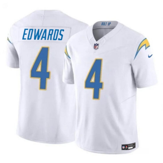 Youth Los Angeles Chargers 4 Gus Edwards White 2024 F U S E Vapor Untouchable Limited Stitched Jersey Youth Los Angeles Chargers 4 Gus Edwards White 2024 F U S E Vapor Untouchable Limited Stitched Jersey